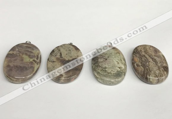 NGP5746 25*35mm oval rainforest agate pendants wholesale