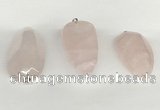 NGP5771 22*48mm - 25*55mm flat teardrop rose quartz pendants