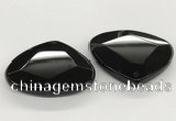 NGP5789 43*53mm faceted flat teardrop black agate pendants