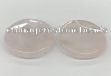 NGP5844 50mm flat round rose quartz pendants wholesale