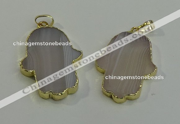 NGP6000 22*40mm - 25*45mm hamsahand agate gemstone pendants