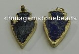 NGP6003 22*30mm - 25*35mm arrowhead lapis lazuli gemstone pendants