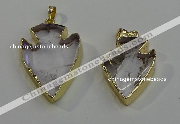 NGP6004 22*30mm - 25*35mm arrowhead white crystal pendants