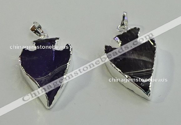 NGP6006 22*30mm - 25*35mm arrowhead amethyst pendants