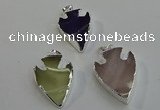 NGP6009 22*30mm - 25*35mm arrowhead mixed gemstone pendants