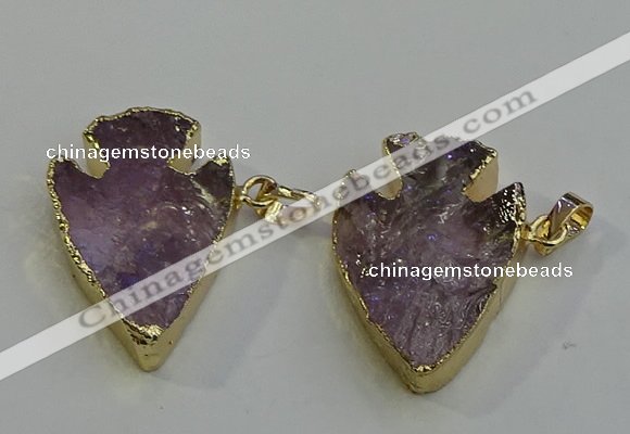 NGP6011 25*30mm - 30*35mm arrowhead amethyst pendants