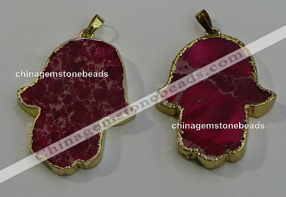 NGP6033 22*40mm - 25*45mm hamsahand sea sediment jasper pendants