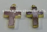 NGP6036 30*40mm - 35*45mm cross rose quartz pendants