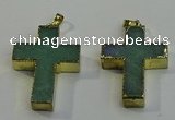 NGP6037 30*40mm - 35*45mm cross green aventurine pendants