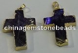 NGP6038 30*40mm - 35*45mm cross amethyst pendants