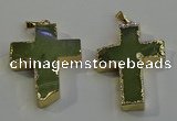 NGP6040 30*40mm - 35*45mm cross green rutilated quartz pendants