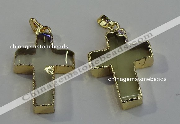 NGP6041 30*40mm - 35*45mm cross lemon quartz pendants