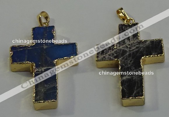 NGP6043 30*40mm - 35*45mm cross labradorite pendants