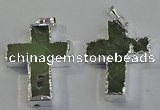 NGP6046 30*40mm - 35*45mm cross green rutilated quartz pendants