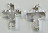 NGP6048 30*40mm - 35*45mm cross white crystal pendants