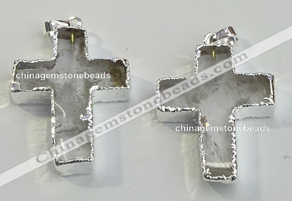 NGP6048 30*40mm - 35*45mm cross white crystal pendants