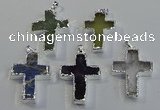 NGP6051 30*40mm - 35*45mm cross mixed gemstone pendants