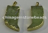 NGP6052 15*40mm - 18*45mm horn green rutilated quartz pendants