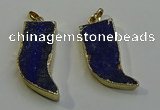 NGP6056 15*40mm - 18*45mm horn lapis lazuli pendants