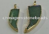 NGP6057 15*40mm - 18*45mm horn green aventurine pendants