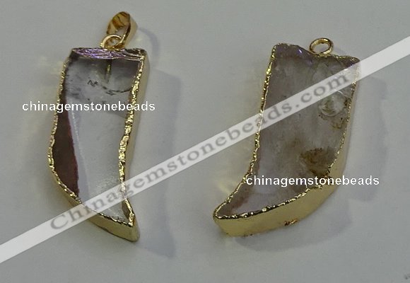 NGP6059 15*40mm - 18*45mm horn white crystal pendants