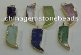 NGP6060 15*40mm - 18*45mm horn mixed gemstone pendants