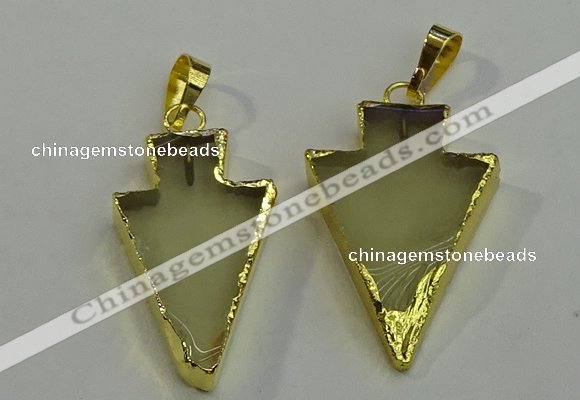 NGP6062 20*40mm - 25*45mm arrowhead lemon quartz pendants