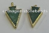 NGP6063 20*40mm - 25*45mm arrowhead green aventurine pendants