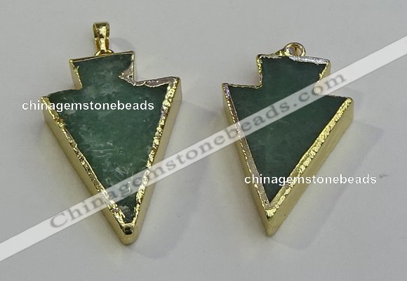 NGP6063 20*40mm - 25*45mm arrowhead green aventurine pendants