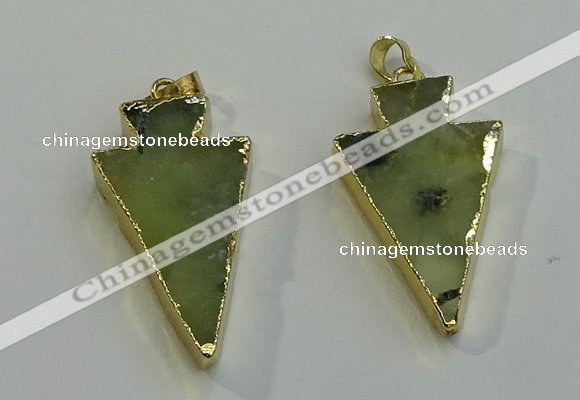 NGP6064 20*40mm - 25*45mm arrowhead green rutilated quartz pendants