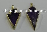 NGP6065 20*40mm - 25*45mm arrowhead amethyst pendants