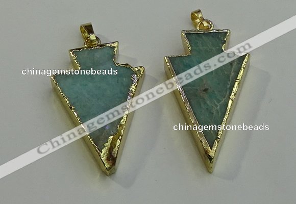 NGP6066 20*40mm - 25*45mm arrowhead amazonite pendants