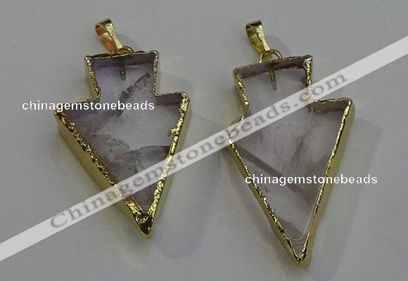 NGP6067 20*40mm - 25*45mm arrowhead white crystal pendants