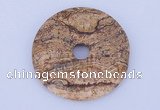 NGP607 5pcs 5*40mm picture jasper gemstone donut pendants wholesale