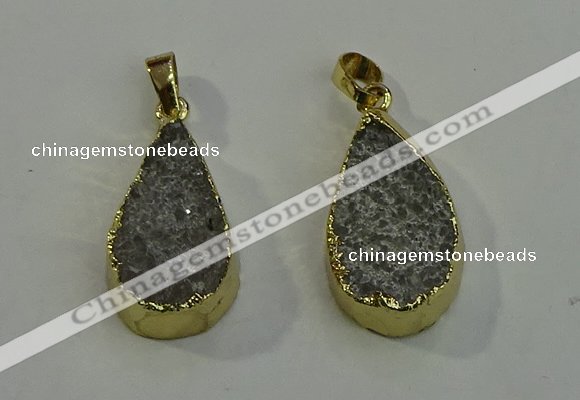 NGP6078 15*25mm – 18*30mm flat teardrop druzy agate pendants