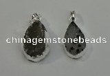 NGP6080 15*25mm – 18*30mm flat teardrop druzy agate pendants