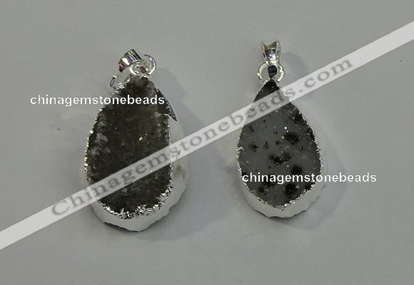 NGP6080 15*25mm – 18*30mm flat teardrop druzy agate pendants