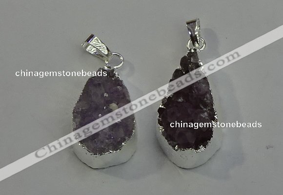 NGP6081 15*25mm – 18*30mm flat teardrop druzy agate pendants