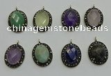 NGP6105 20*25mm - 22*30mm oval mixed gemstone pendants wholesle