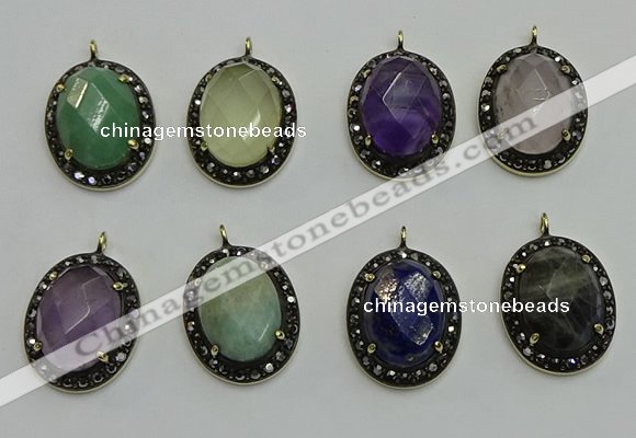 NGP6105 20*25mm - 22*30mm oval mixed gemstone pendants wholesle