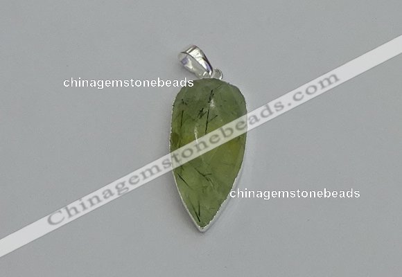 NGP6109 12*35mm - 15*40mm arrowhead green rutilated quartz pendants