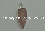 NGP6111 12*35mm - 15*40mm arrowhead rose quartz pendants