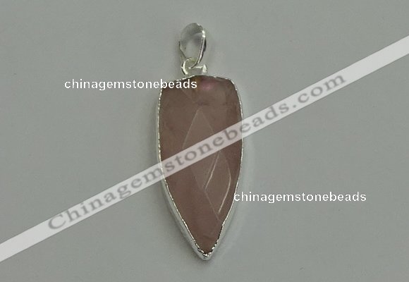 NGP6111 12*35mm - 15*40mm arrowhead rose quartz pendants