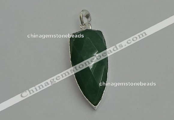 NGP6114 12*35mm - 15*40mm arrowhead green aventurine pendants