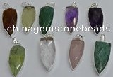 NGP6115 12*35mm - 15*40mm arrowhead mixed gemstone pendants