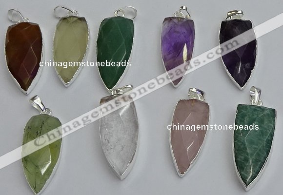 NGP6115 12*35mm - 15*40mm arrowhead mixed gemstone pendants