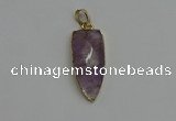 NGP6117 12*35mm - 15*40mm arrowhead amethyst pendants