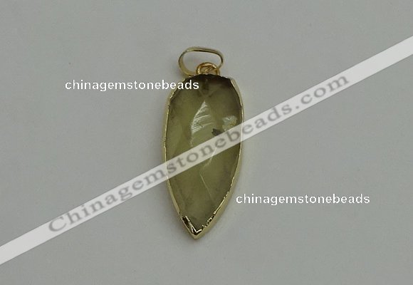 NGP6118 12*35mm - 15*40mm arrowhead lemon quartz pendants