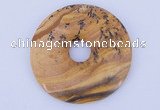 NGP612 5pcs 6*50mm picture jasper gemstone donut pendants wholesale