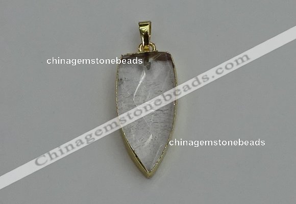 NGP6120 12*35mm - 15*40mm arrowhead white crystal pendants